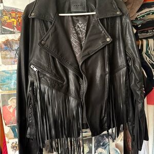 Black Fringe Leather Jacket